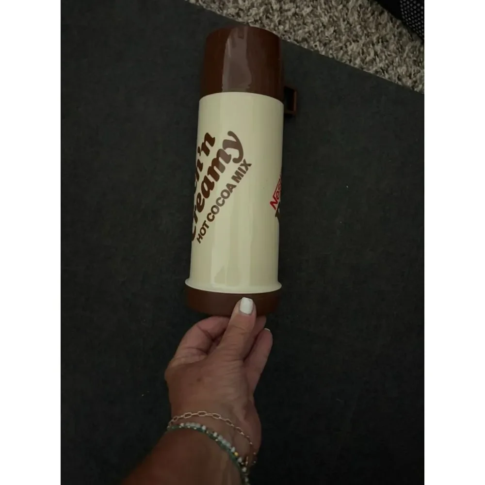 Vtg. Nestle Rich 'n Creamy hot cocoa mix thermos